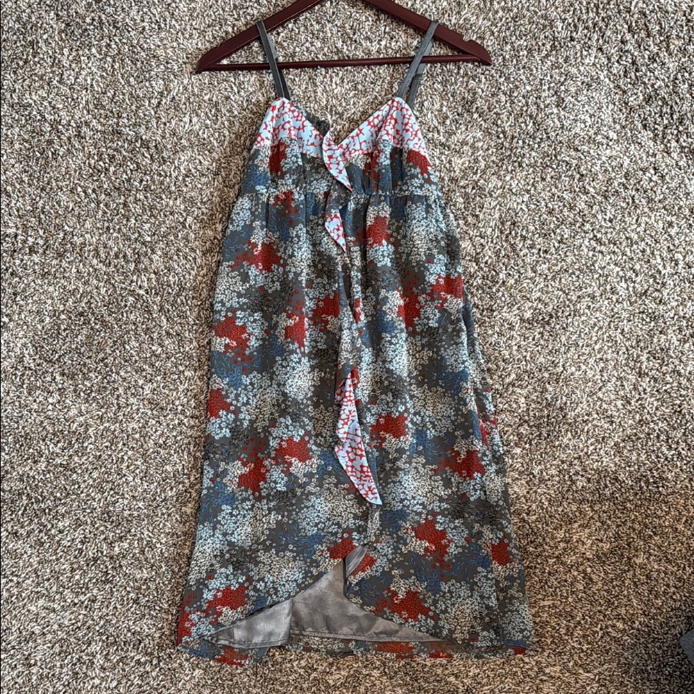 Floral Halter Dress in Blue and Red